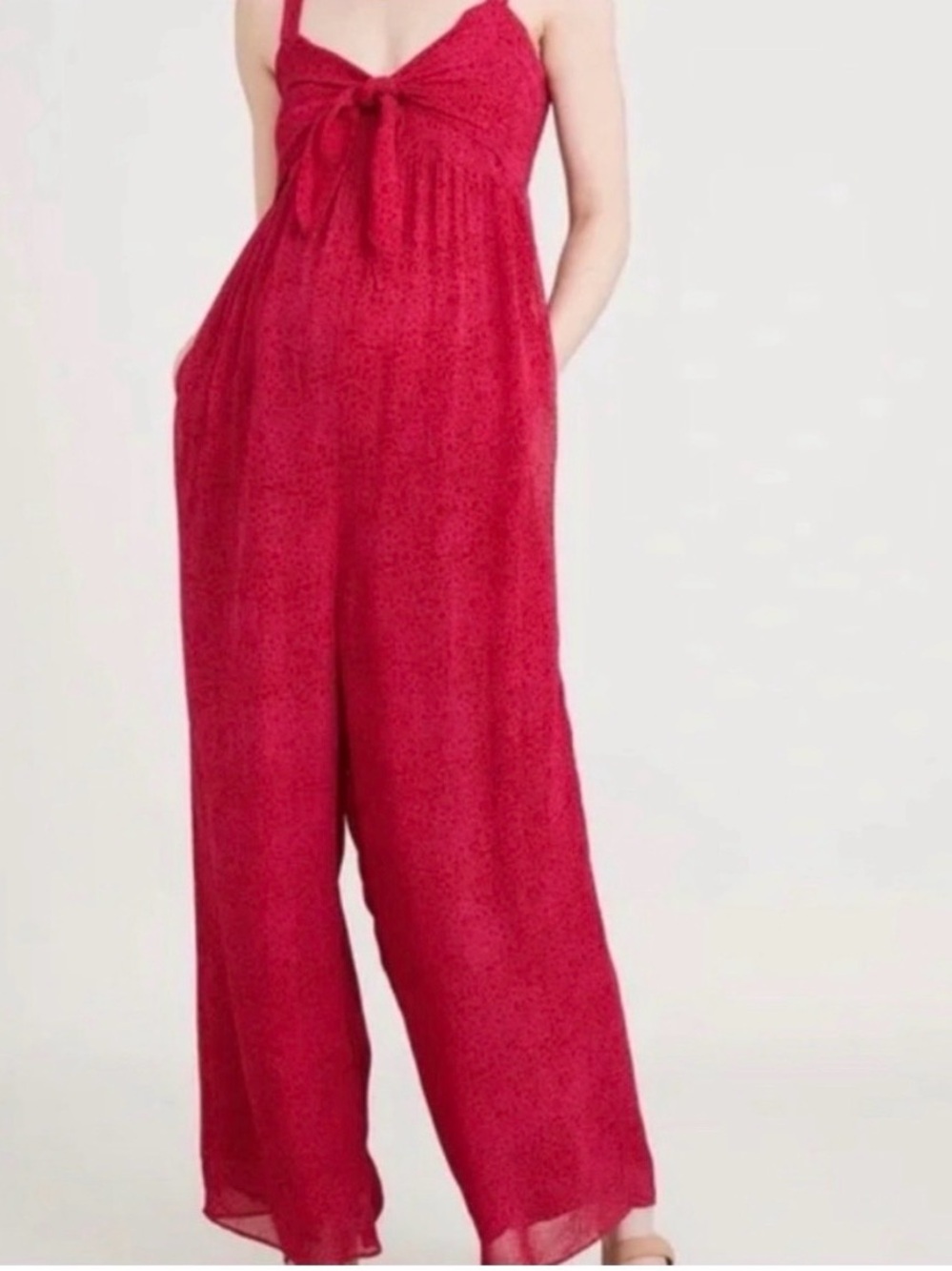 Hatch Scarlet Jumpsuit with Front Tie